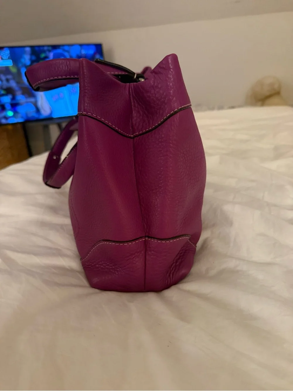 Coach Purple Pebbled Leather Shoulder Bag